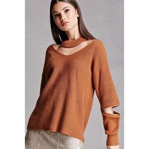 Forever 21 Zippered Choker Neck Sweater